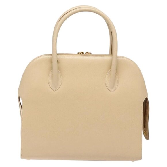 Salvatore Ferragamo Gancini Hand Bag Leather Ivory Gold Auth 139544 - Picture 4 of 16